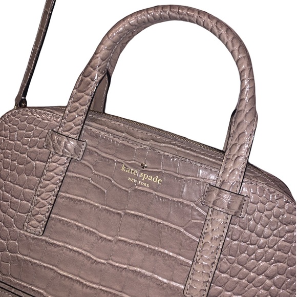 KATE SPADE Crossbody Riverside Street Exotic Small Porcini Leather Satchel NWOT - Picture 4 of 13